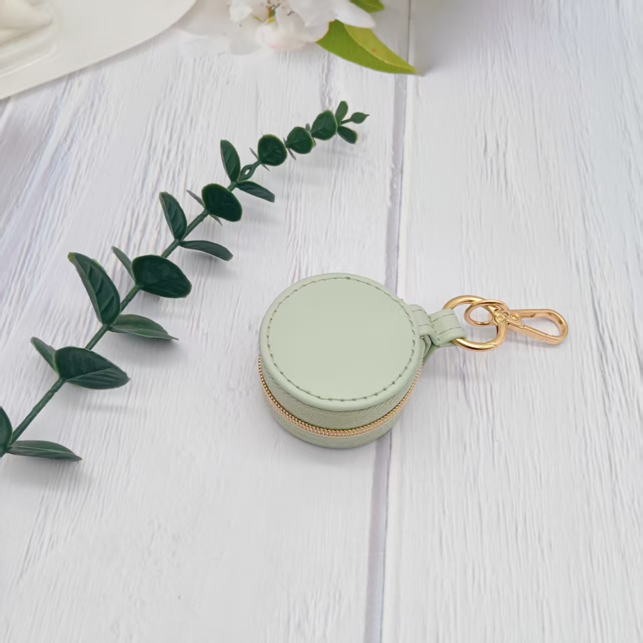 Custom Logo PU Leather Jewelry Storage Case Zipper Ring Package Portable Mini Layer Velvet Travel Display Round Jewelry Boxes