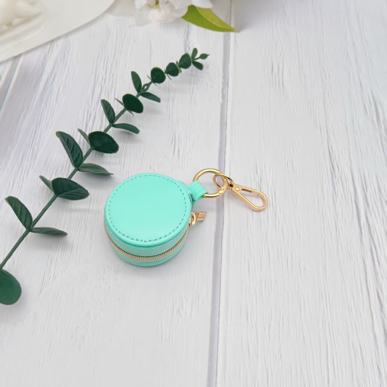 Custom Logo PU Leather Jewelry Storage Case Zipper Ring Package Portable Mini Layer Velvet Travel Display Round Jewelry Boxes