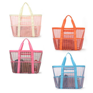 Large Capacity Mesh Beach Bag Stripe Tote Bags for Women Summer Travel Essential Foldable Mesh Organizer Bag Large Capacity Mesh Beach Bag Stripe Tote Bags for Women Summer Travel Essential Foldable Mesh Organizer Bag