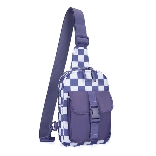 Trendsetter Checkered Sling Crossbody Bag with Adjustable Strap