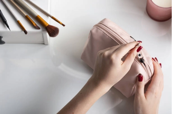 pink cosmetic bag
